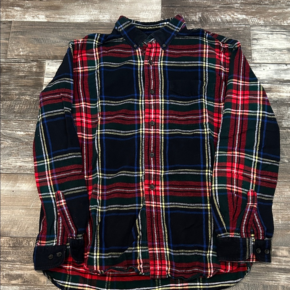 L.L. Bean Classic Plaid Button-Down Shirt - Red, Green, and Blue